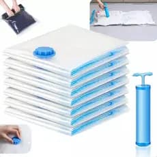 Kit 5/10 Saco A Vácuo Grande Organizador Edredom Coberto Mala Roupa De Cama + Bomba a Vacuo AAA