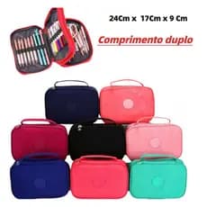 Estojo Escolar Box 100 Pens Com 2 Divisóres Organizador Unissex Juvenil / Necessaire Grande Com Alça e Divisórias