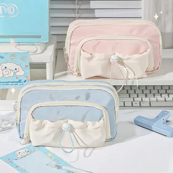 Estojo De Escolar Kawaii Para Lápis Grande Capacidade Com 4 Divisórias Estudantes De Volta Às Aulas Papelaria Coreana