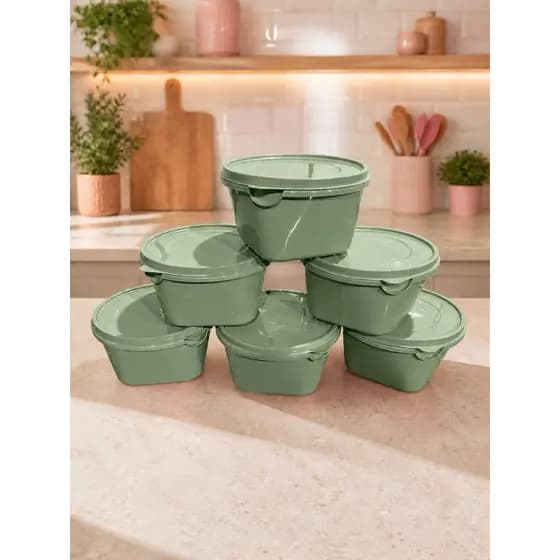 Kit 6 Potes De Plástico 700ml Com Tampa Marmita Organizador Cozinha Multiuso