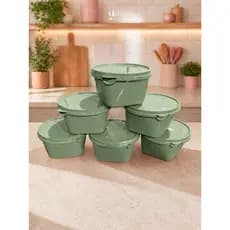 Kit 6 Potes De Plástico 700ml Com Tampa Marmita Organizador Cozinha Multiuso