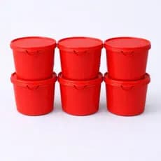 6 Pote Plástico 1 Litro com Tampa Hermética Redondo Marmita Organização Cozinha Resistente