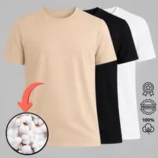 Kit 3 T-shirt´s Unissex Blusas em Algodão Camisetas Casuais Simples Básicas Camisas p Dia Dia