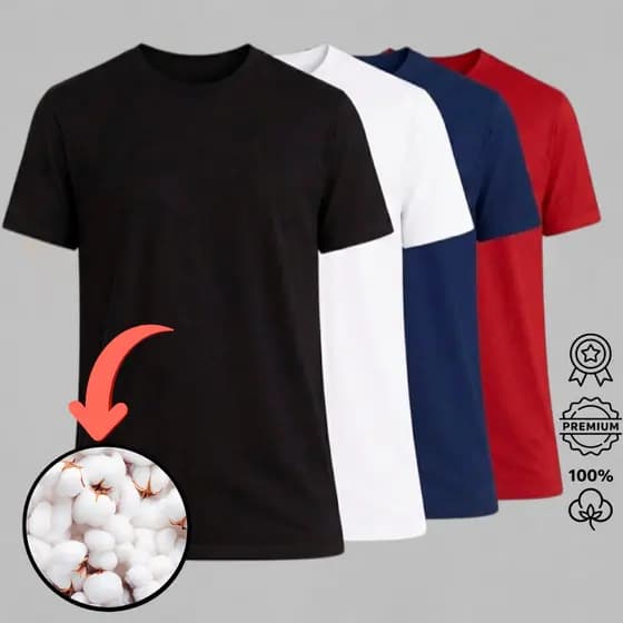 Kit 4 Camisetas Unissex Blusa 100% Algodão Camisa Confortável T-shirt Casual p Dia Dia