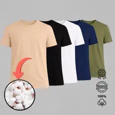 Kit 5 Camisetas Algodão Moda Casual Blusa  Diária Premium Tshirt Diversas Cores Camisa Unissex
