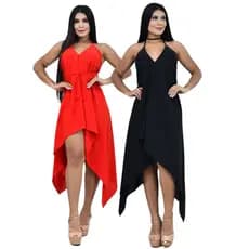 Kit 2 Peças Vestido Envelope Alcinha Soltinho Costa Nua Sem Bojo Com Bicos Decote Lindo Envio Rápido