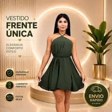 Vestido Curto Rodado Frente Única Versátil e Confortável Tendencia Soltinho Elegante Verao Outono