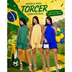 Conjunto Feminino Frente Única Vestido Macaquinho Soltinho Com Decote nas Costa Tendencia Brasil
