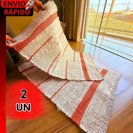 2 UN Tapete 100% Algodão Luxo  Estilo Rústico | Ideal para Sala, Banheiro ou Varanda | Presente Útil