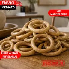 Pacotão  Argola de Madeira Natural Ideal mesa posta dia a dia Porta Guardanapo Cafés Eventos Macramê