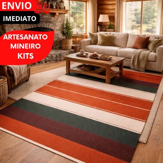 CONJUNTO Tapetes Passadeiras 100% Algodão Antiderrapante 70x1,5 Cozinha Quarto Beira Cama Decoração