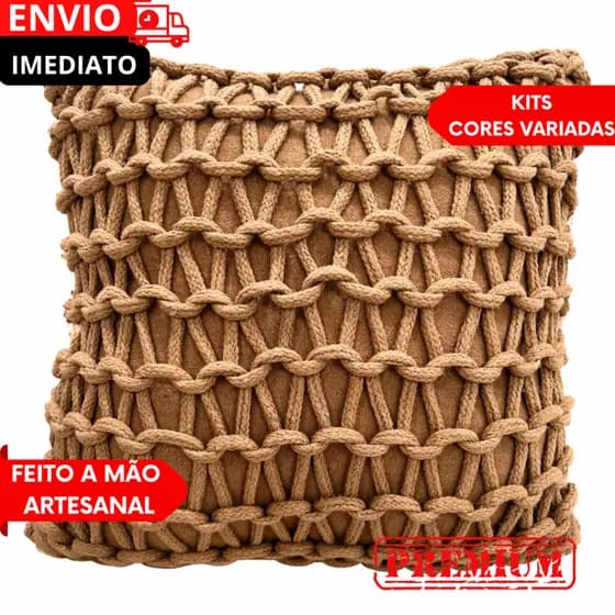 Capa de Almofada Zíper Invisível Bordada Luxo 45x45cm Decorativa