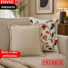 PROMOÇÃO CONJUNTOS 1/2 CAPAS DE ALMOFADAS E TRAVESSEIROS 45x45 BORDADA PREMIUM ZÍPER SOFÁ SALA LUXO.