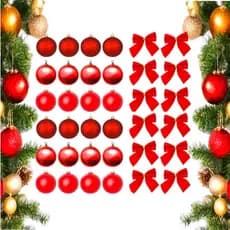 Bolinhas + Laços Premium Luxo Árvore Natal Enfeite Decoração Kit 30 Peças