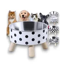Comedouro Bebedouro Elevado Para Caes Cachorros E Gatos– Tigela Inox Removível, Antiderramamento e Ergonômico