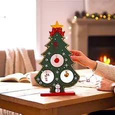 Arvore Natal Luxo De Mesa Madeira Mini Completa Enfeitada Enfeites Natal