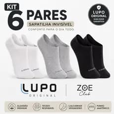 Kit 6 Pares Meia Lupo Sport Sapatilha Invisível Algodão Cano Curto Soquete Unissex Original