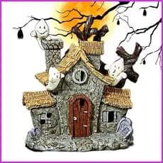 Halloween Aldeias Resina Assustador Decoração Peça Central De Mesa Com Luzes LED Estatueta De Casa De Vila De Para yauae