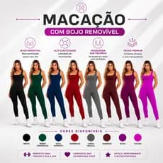 Macacão Longo Legg Fitness Academia (Bojo Removível)