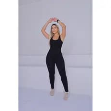 Macacão Longo Legg Fitness Canelado Poliamida Com Bojo