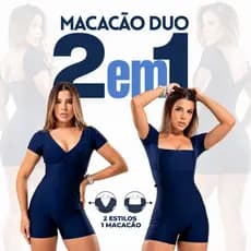 Macacão Curto Femmy Fitness Academia  ou Casual - Duo 2 Em 1