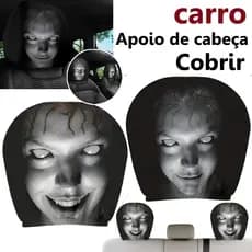 Capa Universal Para Encosto De Cabeça De Carro Com Design De Terror , Elástica Respirável Sedan