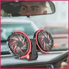 Ventilador Portátil Para Carro , Cabeça Dupla , 12V/24V , USB , Veículo , De Refrigeração , 3 Velocidades , 360 Graus ,