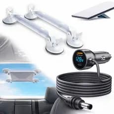 Kit Suporte + Cabo 3m Starlink Mini Ventosa Painel Anti multa Veicular 12v/24v Branco USB Com Visor Conversor