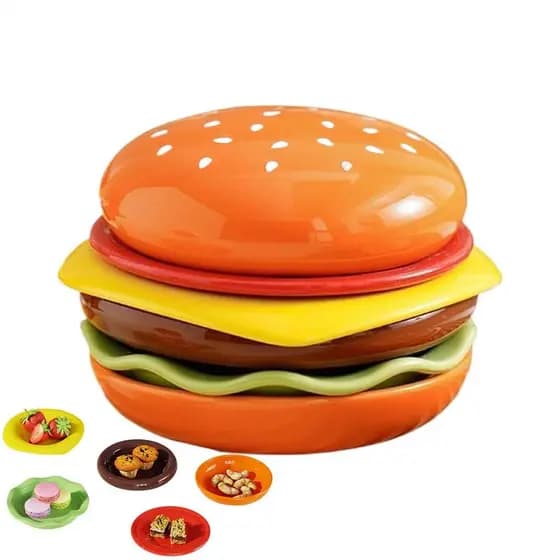 Tigelas De Imersão Em Formato De Hambúrguer , 6 Peças , Pratos E Plástico Empilháveis Para Ketchup , Sushi , Lanche , Ch