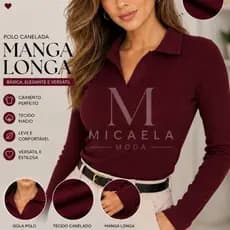 Blusa Polo Feminina Manga Longa Canelada Premium Elegante Confortável Tendência Inverno 2026