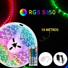 【Entrega】Fita LED 5050 SUPER LED ULTRA RGB 10M 12V FITA + CONTROLE + FONTE IP20 Pronta