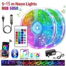 Fita De LED 5050 RGB 5M/10M/15M Com APP Controle &24 Key IR Controle Piscando Com A Música Decoração De Natal E Bivolt