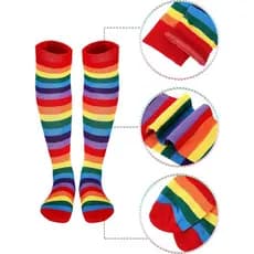 Meia 3/4 Listradas Lisas Coloridas Infantil Lindas Quentinhas Frio Cosplay Fantasia Geek