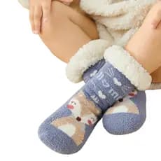 Meias Carneiro Térmica De Lã Antiderrapante Peluciada Frio Infantil Meninos Meninas