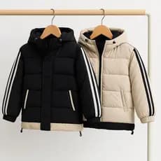 Jaqueta Infantil Puffer Com Punho e Faixa Infantil Impermeável com Capuz Bolso Menino Menina Criança