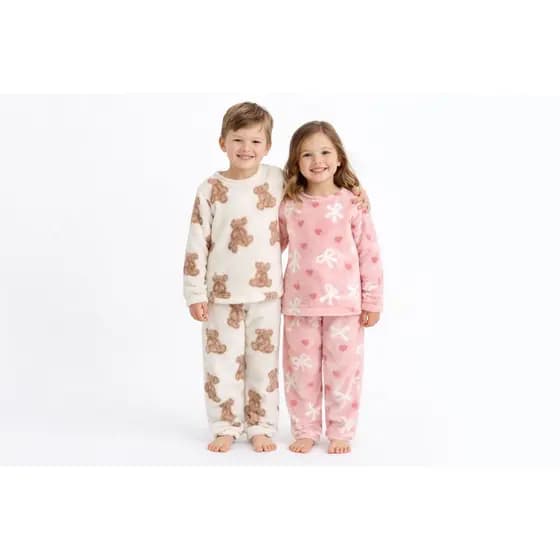 Pijama Infantil Menina Menino Fleece Peludinho Ted Inverno Quentinho Do 4 ao 16