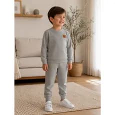 Conjunto Moletom Infantil Menino Peluciado | Casaco com Aplique + Calça Moletom