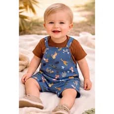 Conjunto Bebê Menino Body Suedine e Jardineira Estampa Safari Zupa Zuka (Roupa de Bebê)