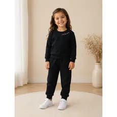 Conjunto Moletom Infantil Menina Peluciado | Casaco com Estampa Little Girl + Calça Moletom Zupa Zuka