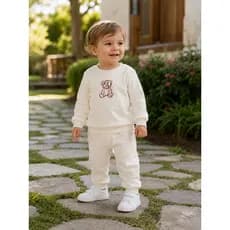 Conjunto Moletom Infantil Peluciado | Casaco Moletom com Estampa de Urso + Calça Moletom Zupa Zuka