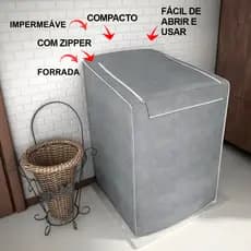 Capa Máquina de Lavar Com Zíper Todos Tamanhos e Marcas Electrolux Brastemp Consul