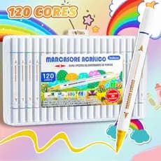 Caneta Marcadora Acrílica Bicolor Dupla Ponta Kit 120/72/48/36/24 Cores Insípido Muito duradouro Saída tinta uniforme