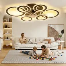 Ventilador Luminária Cristal Teto 7 Pás Com Controle Remoto Incluído Baixo Ruído Ventilador Bivolt
