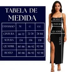 Vestido Feminino Longo Elegante com Costas Nuas Trançadas Fenda Lateral Empina Bumbum sem Bojo