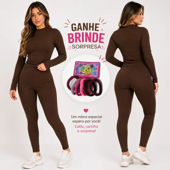 Conjunto Feminino Premium Anarruga Calça e Blusa Manga Longa Zero Transparência Alta Elasticidade Não Amassa