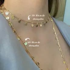 Colar Feminino Corrente Feminina Chocker Pingente Medalha Banhado em Ouro 18k ou Prata 925