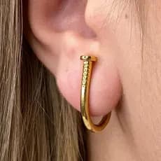 BRINCO FORMATO PREGO - DESIGNER DE PREGO CURVO LUXO COM BANHO EM OURO 18k OU PRATA 925