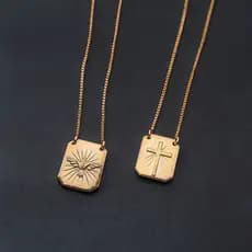 Escapulário Espírito Santo e Cruz com Banho Ouro 18k