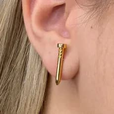 Brinco Fixo Prego Inspiração de Marca de Luxo Alta Joalheiria com Banho Ouro 18k ou Prata 925