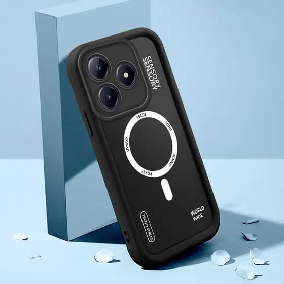 Capinha Para Realme C61 C63 Capa de Celular de Silicone Preta no Estilo Simples TY5585